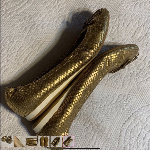 Christian Dior Gold Metallic Snake skin Ballerina Flats. Size 39. - Picture 8 of 8